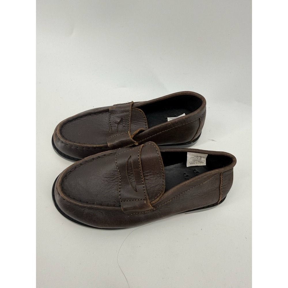 Janie and Jack Boys Brown Leather Penny Loafers Dress Shoes Size 9